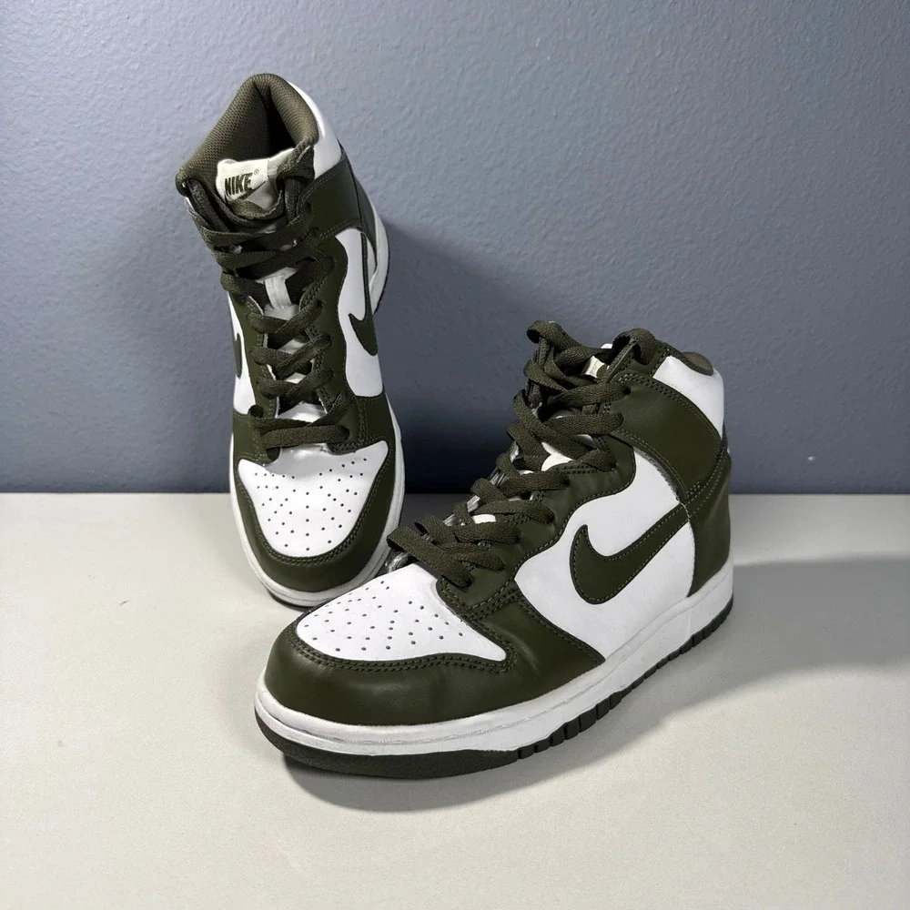 Nike Dunk High Cargo Khaki White Kids Sneakers 7Y DB2179-105 Olive Green‎ Shoes
